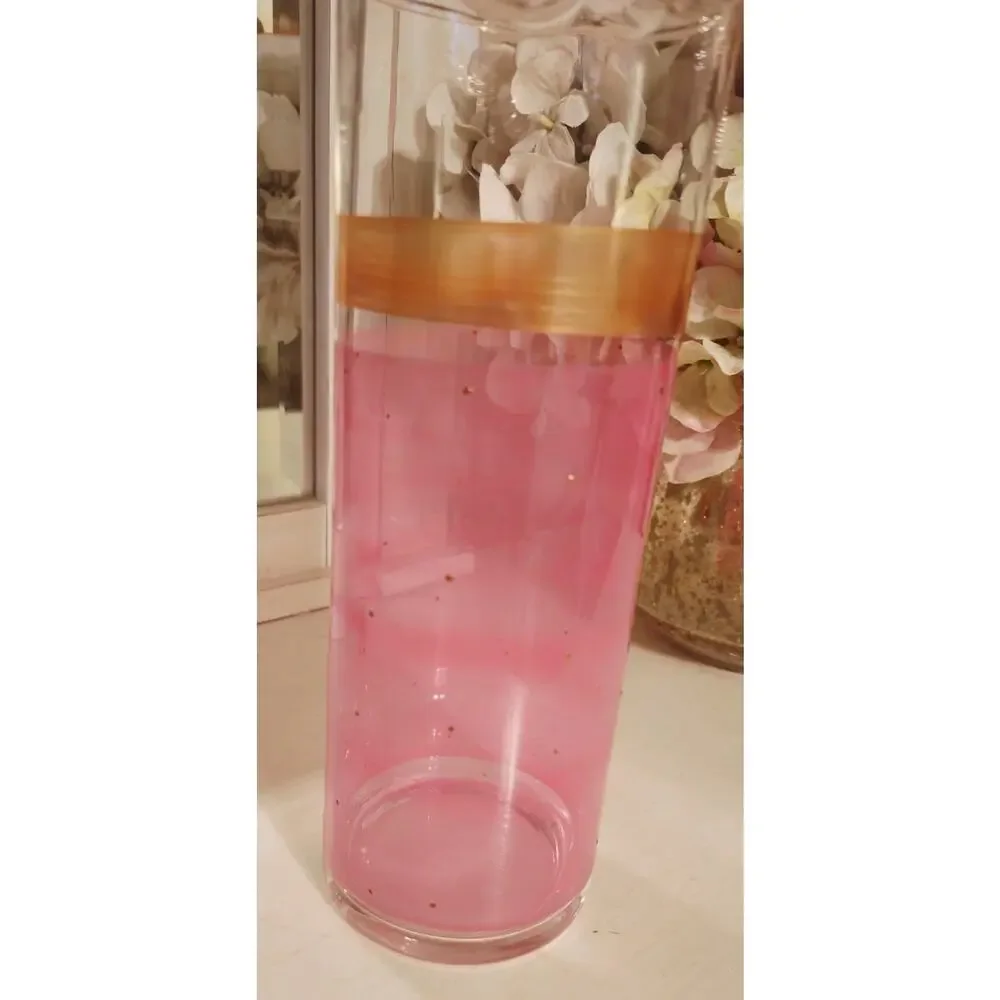 Vintage MCM Pink Gold Martini Cocktail Pitcher Carafe Pinched Spout 9.75